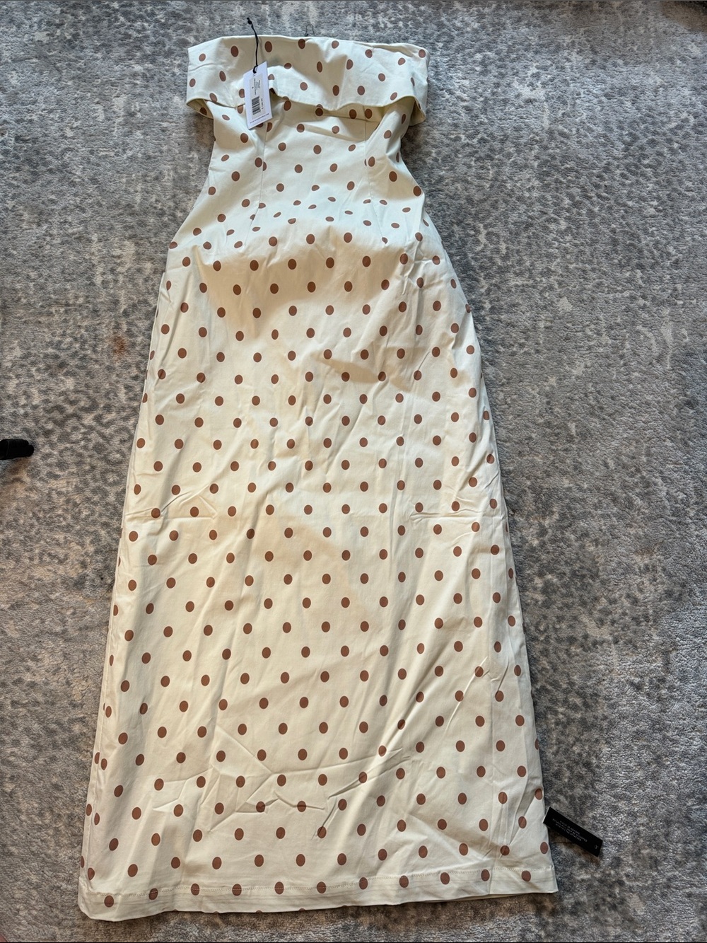 WeWoreWhat Cream Strapless Polka Dot Maxi Dress